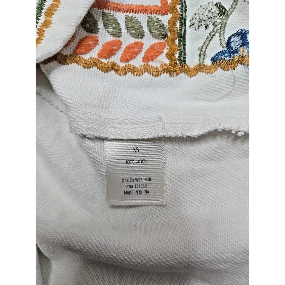 Mi Ami XS Embroidered Mini Skirt White Floral Cotton Festival Boho Summer